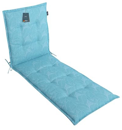 LILENO HOME Sonnenliege Auflage als [1er Set - Rollliege] in Blätter Aqua - Gartenliegen Auflage perfekt für Strandliege - Polster Auflage für Gartenliege (188x60x5cm)