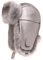 Futrzane Trapperhut aus Leder - Fliegermütze Damen - Russische Mütze Uschanka (M, Silber - Silber Siberian)