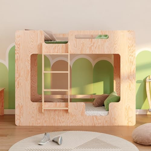 smartwood Letto a Castello per Bambini 70x160 - Legno - Scala Sinistra - Letto Bambino per Ragazzi & Ragazze con Rete a Doghe & Sponda - Mimi BL - Portata Massima 230 kg