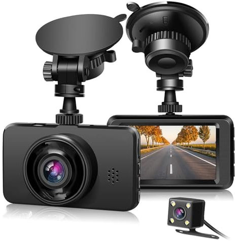 MESKEL Dashcam Caméra Tableau Bord pour Voitures Avant Arrière Carte SD Incluse 1080P Full HD dans Caméra Voiture Dashcam À Double Objectif avec Boucle Et Capteur G Dash Cam Voiture