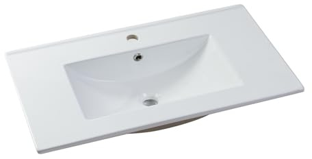 Vente-unique - Vasque à encastrer blanche rectangle en céramique - 101 x 46,5 cm - MOTIAC