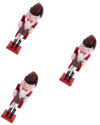 Zerodeko 3 Pezzi Di Babbo Natale Schiaccianoci in Legno Decorazione Natalizia Per La Casa