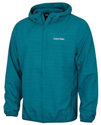 Calvin Klein Mens Printed Windbreaker Jacket - Sea Green - M