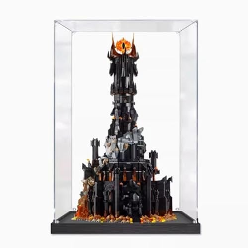 Acrylvitrine Kompatibel mit Lego 10333 Herr der Ringe Modellset, Staubdichte Transparente Vitrine Aufbewahrungsbox (nur Vitrine) (Transparent)