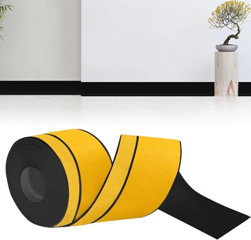 bechoanigel Plinthe Souple Autoadhésive, 80mm x 20mm x 18m Plinthe Adhesive PVC Imperméable, Résistant à L'huile, à L'épreuve de la Moisissure pour la Cuisine et la Salle de Bain (Noir)