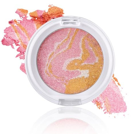 Boobeen Baked Powder Blush, leicht schimmernde Gesichtsröte für Wangen, Lidschatten, erhellen erröten kompakt für Gesicht, schaffen eine strahlende, natürliche Glühen