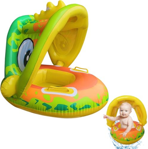 Salvagente Bambini, Salvagente Gonfiabile Bambini, Parasole Gonfiabili Neonato, Salvagente Barca Baby Float, Anello di Nuoto per Neonato, Anello di Nuoto Gonfiabile Float con Parasole (Dinosauro)