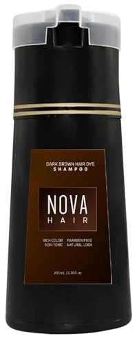 Haarfärbeshampoo, Hair Instant Dye Shampoo, 3 in 1Natürliche Inhaltsstoffe Haarfarbshampoo, Langanhaltendes Haarfarbshampoo für Frauen & Männer (Dunkelbraun)