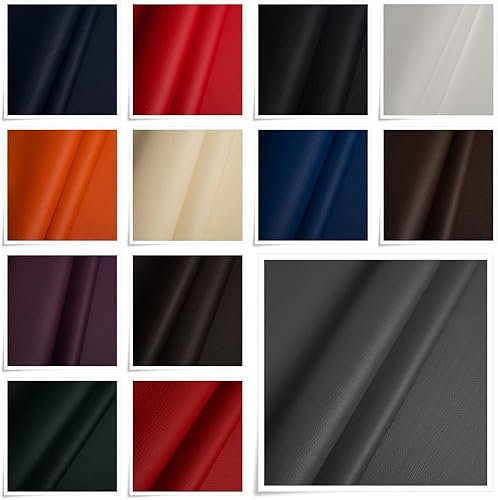 Fabreco - Kunstleder Meterware – Materialprobe 5x5 cm zur Farbwahl, ideal für Möbelstoffe und Bezugsstoff, Schwarz und weitere Farben