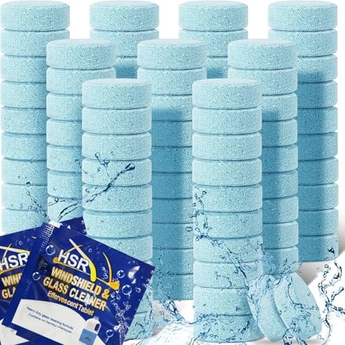 Screen Wash Tablets, Windscreen Washer Fluid, Car Screenwash Tablets, 80Pcs Fast-Dissolving Windshield Cleaner, Strong Cleaning Power, Portable & Multifunctional for Car and Home Use