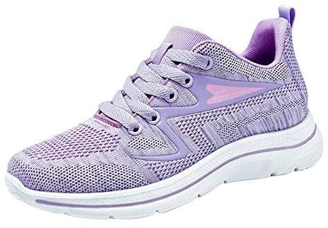 prime.day 2025 angebote schuhe Damen Sneaker Leichte Schnürer Fitnessstudio Sportschuhe Atmungsaktiv Rutschfest Gym Turnschuhe Bequem Orthopädische Keilabsatz angebote des tages heute Lila 40