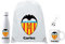 Genérico Escudo Valencia CF- Personalizado con Nombre - Regalo Valencia FC para los Fans de Futbol - Mochila+ botella700ML + Taza cerámica350ML - Llavero Pelota (Escudo Valencia CF)