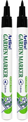 Artline Pack of 2 Garden Marker Pens (Black). Garden Markers for Plants, Pots or Tools. UV-Resistant, Waterproof Pens for Outdoors - Genuine Fine Permanent Markers & Marker Pens
