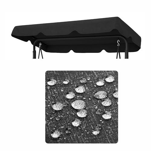 Wasserdicht Dach für Hollywoodschaukel - Hollywoodschaukel Dachbezug - 2-3 Sitzer, UV-Schutz Sonnendach, Gartenschaukel-Überdachung, Wasser- und staubdicht - 120x215 cm - Schwarz