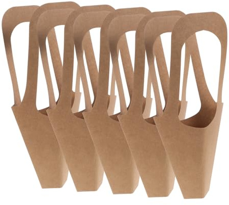 Sacchetti Regalo Manico in Carta Kraft Coffee 5 Pezzi | Stile Semplice e Generoso, Formato Portatile, per Confezione Bouquet Floreale