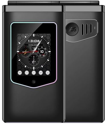 HAMTOD Telefono Cellulare a Conchiglia 4G per Anziani, Doppio Display | 2.8 Interno + 1.77 Esterno, Dual SIM, Batteria 1500mAh, Tasti Grandi, Radio FM Senza Cuffie, Chiamate VoLTE
