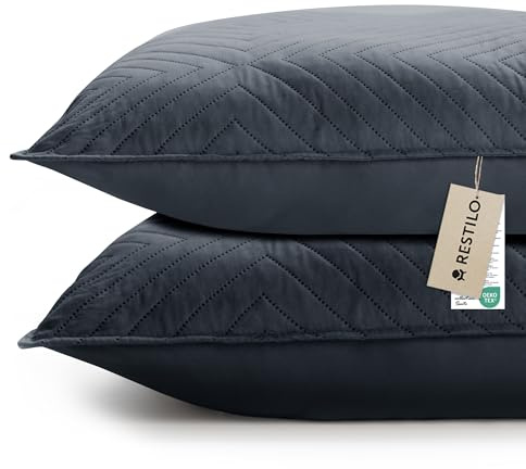 RESTILO Kissenbezug 45x45 cm 2er Set Anthrazit Kissenhülle Dekorative Sofakissen Dekokissen Zierkissenbezug Ultrasonic Steppung weich für Sofa deko ideal für Wohnzimmer Schlafzimmer Softa