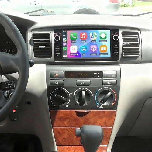 4+64G Android Doppel Din Radio für Toyota Corolla 2000-2006 mit Wireless Carplay Android Auto, 7 Zoll Touch Display Autoradio mit Bildschirm Bluetooth Navi AHD Rückfahrkamera GPS WiFi FM RDS SWC
