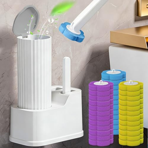 MZJAUVF Escobilla Baño Desechable WC, Cepillo para Inodoro con 36 Esponjas, Escobilla WC con Aromaterapia, Limpieza Profunda Toilet Brush, Baños Escobilla con Soporte para Baños, Piscina, Lavabo