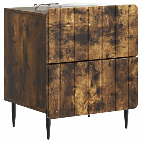 vidaXL Nachttisch Geräucherte Eiche 43 x 34,5 x 49,5 cm Holzwerkstoff, Moderner Nachttisch, rechteckiger Stauraum, vielseitiger Beistelltisch, eleganter Schlafzimmerorganizer