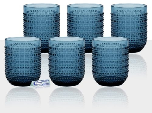Sicignano Gioia Set 6 Bicchieri in Vetro Colorato in Pasta 260 ml Azzurro
