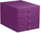 Rhodia 318960C Schubladenbox (mit 4 Schubladen, Griffe aus Metall, Kunstleder, elegant und praktisch, ideal für Ihr Büro oder Ihr zu Hause) 1 Stück, violett