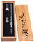HSTYAIG Glas Dip-Stift Jahrgang Handgemachte Glas Unterschrift Stift Elegante Kristall Dip Zeichen Geschenk Stift Mit Geschnitzten Holzkiste(Blau)