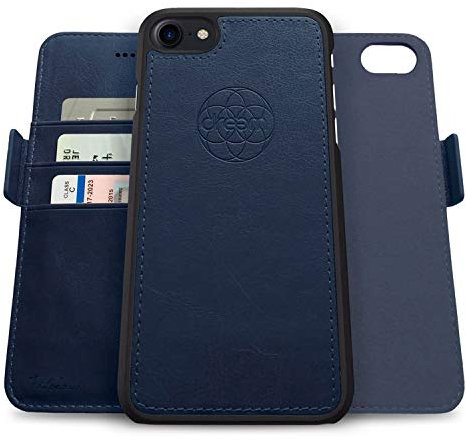 dreem Fibonacci 2-in-1 Wallet-Case for Apple iPhone SE 3 (2022), SE 2, & 8/7 - Luxury Vegan Leather, Magnetic Detachable Shockproof Phone Case, RFID Card Protection, 2-Way Flip Stand - Royal