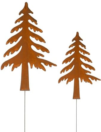 UNUS Gartenstecker Rost Tannenbaum im 2er Set