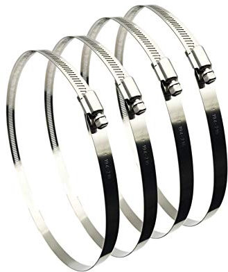 4Pcs 194-216mm Hose Clips Adjustable 304 Stainless Steel Duct Clamps Hose Clamp Pipe Clamp Air Ducting Clamp Worm Drive Hose Clamps