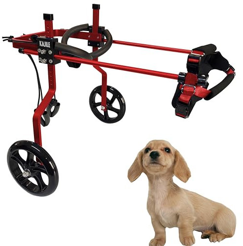 KAJILE Verstellbarer 2-Rad-Hunderollstuhl, XS-2 Größe für die Rehabilitation der Hinterbeine von behinderten Hunden, Geeignete Höhe 22-29 cm, Breite 11-15 cm, Länge 15–22 cm