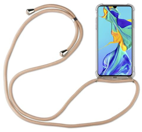 betterfon Hülle Kompatibel mit Huawei Mate 20 | Handykette Smartphone Halskette Hülle mit Band | Handyhülle mit Kordel zum Umhängen Kompatibel für Mate 20 | Beige/Braun