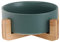 HCHLQLZ Vert Pet Gamelles pour Chien et Chat Gamelles Chien Chat Céramique Support Bambou -Va au Lave-Vaisselle et Facile à Nettoyer