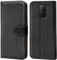 Verco Handyhülle für Xiaomi Redmi Note 9 Hülle, Schutzhülle für Redmi Note 9 Tasche PU Leder Flip Case Brieftasche, Schwarz