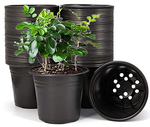 KAHEIGN 50Pcs Blumentöpfe 15cm Rund Pflanztöpfe Kunststoff Untertöpfe Pflanzgefäßen Übertopf für Heim-, Gartenblumen, Sukkulenten (15 x 13cm, Schwarz)