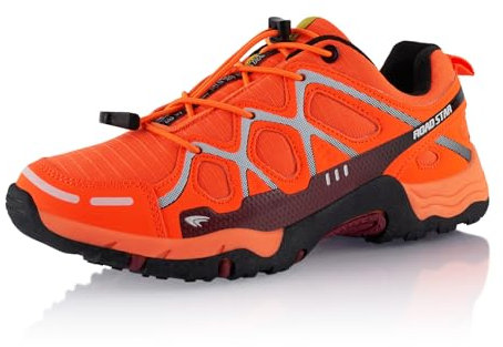 Fusskleidung® Damen Herren Wanderschuhe atmungsaktive Trekkingschuhe Orange Dunkelrot Weiß EU 39