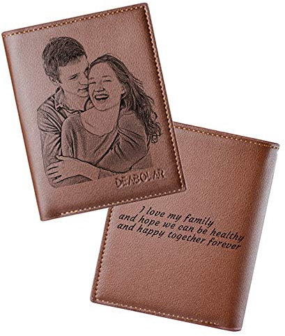 DEABOLAR Personalisierte Herren-Geldbörse, personalisierbar, personalisierbar, Geschenk für Männer, Vater, Ehemann und Sohn