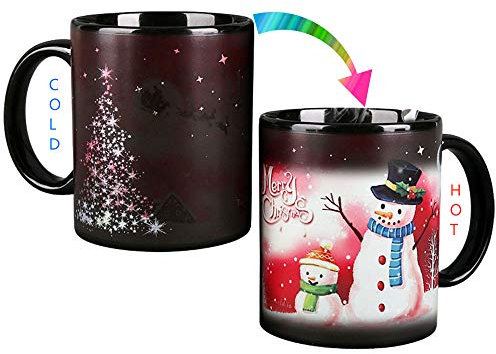 KSZNZB Christmas Coffee Mug Magic Heat Changing Mug 12 oz Color Changing Mug Heat Sensitive Coffee Mug with Gift Box Holiday Coffee Mug christmas mugs for Women,Men,Kid (Xmas Snowman)