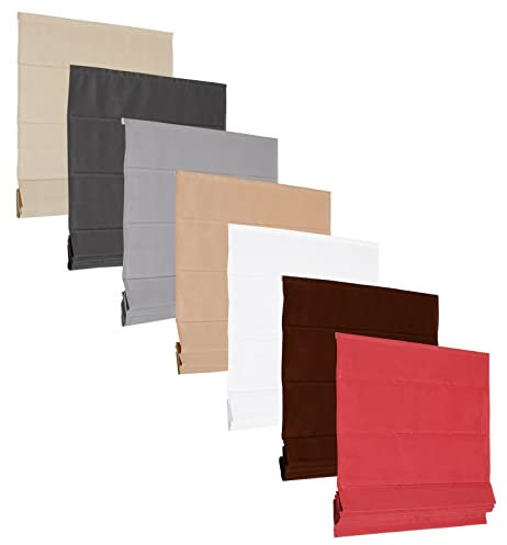 Basic RAFFROLLO FALTROLLO RAFFGARDINE ANTRAZIT GRAU Weiss Schoko ROT BEIGE Mocca - 12 Größen - 7 Farben (beige, 100x175 cm)