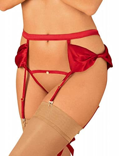 Obsessive Set Rubinesa Strapsgurt und String, Rot, L/XL
