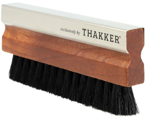 THAKKER William's Black Goatee - Schallplattenbürste jetzt mit 10% mehr echtem Ziegenhaar - schwarz | universell einsetzbar | Vintage-Style | kein Nylon