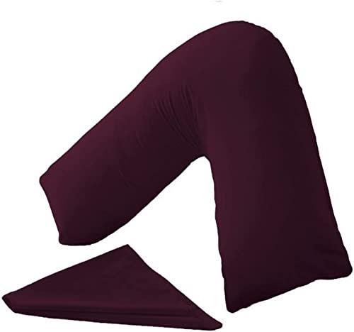 Night Zone V Shaped Polycotton Pillow Case Cover Nursing Pregnancy Maternity Orthopaedic Support PillowCase (Plum)