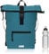 Elephant Rucksack Herren Plane Time Bag Kurierrucksack Roll-Top Fahrradrucksack Sport Fitness Damen 23 Liter A4 12821 + Flasche (12825 Petrol Uni)