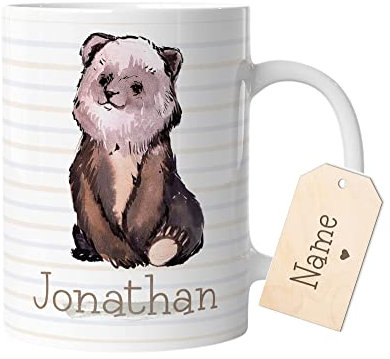 timalo® Tasse mit Namen bedrucken lassen | Bär Personalisierte Tasse Wunschname Geschenktasse für Kinder Jungen und Mädchen | mug-t2-39