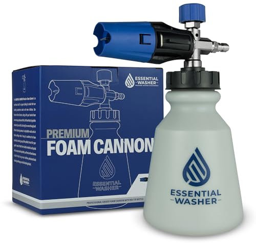 Essential Washer Premium Foam Cannon Pressure Washer | 90 Degree Adjustable Spray Nozzle Car Foam Sprayer | Stainless Steel QC Plug