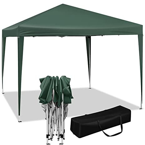 WOLTU Pavillon Pop-Up wasserdichter Faltpavillon Sonnenschutz Event Pavillon Gartenpavillon auf Terrasse Camping Festival Pagodenzelt aus Oxford Metallrahmen 3 x 3 m Grün