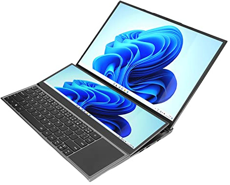 Laptop a Doppio Schermo da 16 Pollici, Supporto di Memoria a Doppio Canale Schede Grafiche Doppie Batteria da 13600 MAh Computer Portatile a Doppio Schermo da 100-240 V per Windows 11 per Studio