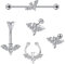 Longbeauty 14G 16G Fledermaus Piercing Set Halloween Körperschmuck Hufeisen Nasenring Hoops Labret Lippenpiercing Tragus Ohrring Bauchnabelring Industrial Barbell, 5 Pcs, Silber