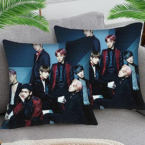 OfFsum Kissenbezüge 45x45cm Kissenbezug Deko Kissenhülle Kissenbezug BTS Boy sty89 2er Stück Baumwolle und Leinen Kissenhüllen Passend Für Wohnzimmer Garten Kissen Dekor