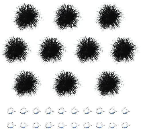 Create idea 10pcs Mini Microphone Fourrure Pare-Brise Caméra Mic Coupe-Vent Microphone Cache-Vent Filtre à Vent Pare-Brise pour Caméra Microphone Fournitures d'extérieur, Noir